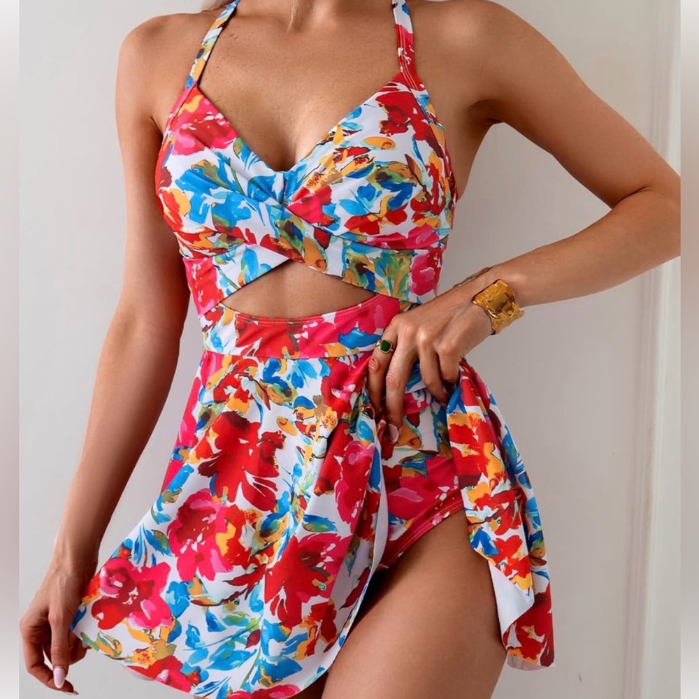 Floral Swimdress One Piece - Picture 3 of 5